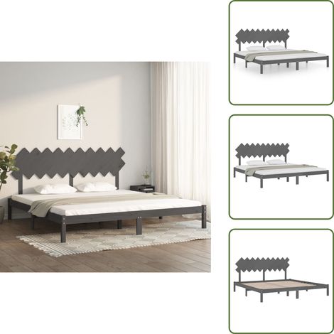 Massivholzbett Grau 200x200 cm - Holzbett - Massivholzbette - Kiefernbett - Doppelbett - Boxspringbetten (1/5)