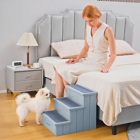 Scaletta per cani PawHut, 3 gradini, altezza 38 cm, scaletta per animali domestici per cani di piccola e media taglia, scaletta per gatti, rampa per cani, ausilio per l'ingresso in letto, divano, polt