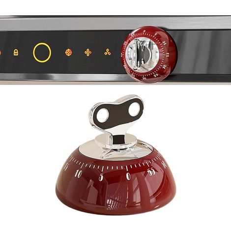 Optischer Timer – Mechanischer Küchentimer – Magnetischer Küchentimer – Stilvoller Retro-Timer mit 60 Minuten und akustischem Alarm, ideal für Küche, Büro und Studium (Rot)