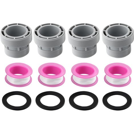 Lot de 4 adaptateurs de tuyau de piscine de 40 mm à 3,8 cm pour pompes hors sol – Connecteurs en PVC pour filtres Intex pour filtres Coleman – Comprend des joints toriques et du ruban adhésif (1/5)