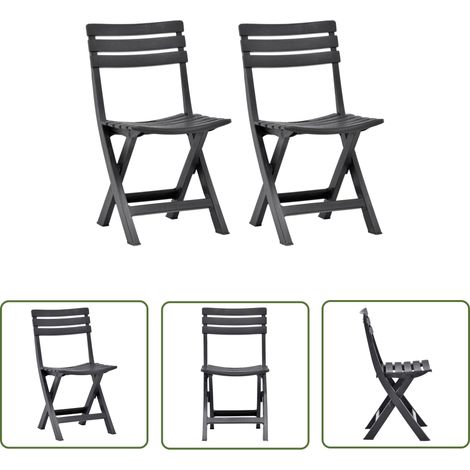 The Living Store Chaises de jardin pliables lot de 2 Plastique Anthracite - Chaise De Jardin Pliable - Chaise Bistro - Mobilier De Jardin - Chaise D'extérieur - Terrasse (1/5)