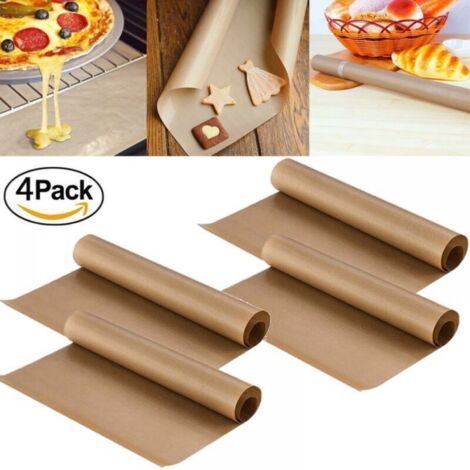 Feuille de cuisson permanente (lot de 4) extra large pour griller et cuire au four - 40x60 cm peut être découpée à la taille - Feuille de cuisson allant au lave-vaisselle (1/5)