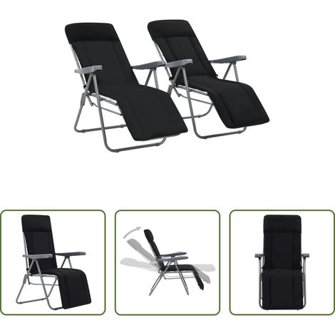 Campingstuhl -  Klappbare Gartenstühle mit Polstern 2 Stk. Schwarz (1/5)