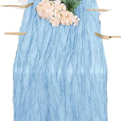 Tischläufer, rustikales Boho-Design, vielseitig für Veranstaltungen, 90x300cm, Helles Blau (1/2)