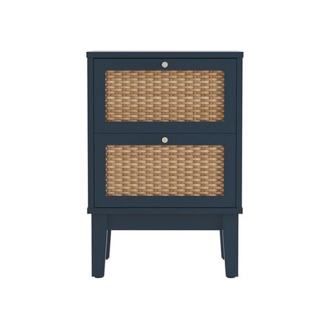 Bordeaux Bedside - Engineered Wood/Plastic - L35 x W40 x H58.4 cm - Berlin Blue/Oak