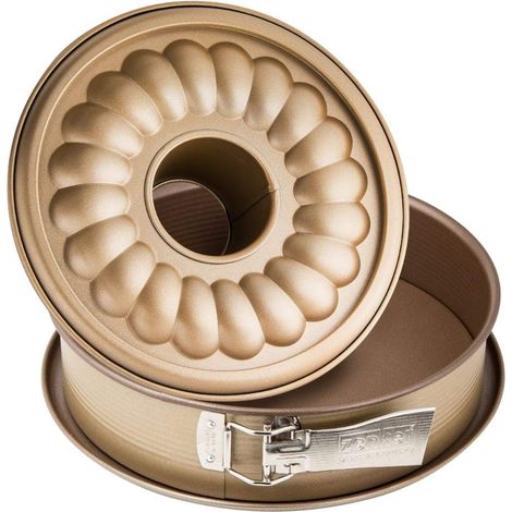 Zenker 7352 - Linea Mojave Gold - Tortiera apribile Dorata a 2 Fondi con Base sporgente, in Antiaderente con Particelle minerali di Rinforzo, Oro/Marrone, ca. Ø 26 cm (1/5)