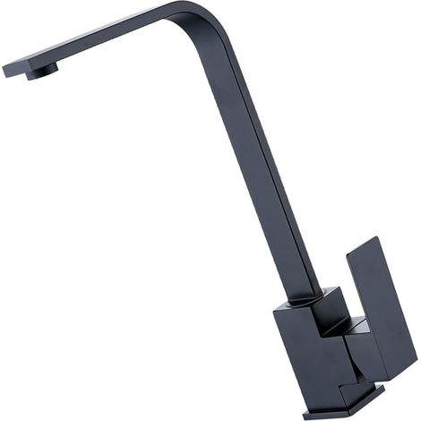 Robinet de cuisine noir rotatif 360° anti-fuite mitigeur évier eau chaude froide avec mousseur filtrant (1/5)