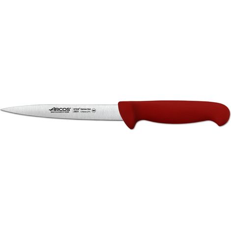 Sohlenmesser  Arcos 2900 - Prof  293122 mit Edelstahl Nitrumtaschen und ergonomischer roter Polypropylenklinge mango und 17 cm Klinge, Vitrine