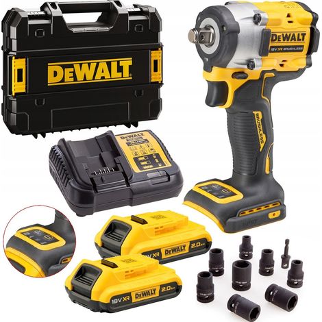 Dewalt 18v XR DCF921D2 Brushless 1/2"" Torque Wrench Tstak 2X2Ah + 9PC Socket Set (1/5)