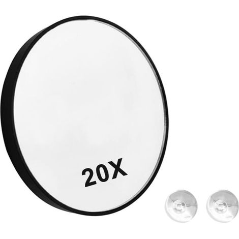 Miroir de maquillage grossissant 20X rond, miroir de beauté portable, grossissement 20 fois, design circulaire, accessoire cosmétique pratique, surface réfléchissante nette, outil de soin visage. (1/5)
