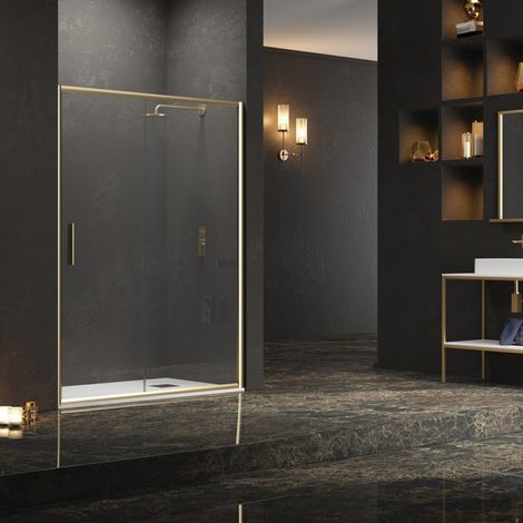 Doccia nicchia 110 cm profilo oro opaco KEF4000 kamalu