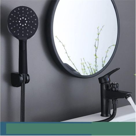 Matte Noir Bassin Robinet Simple Poignée Chaud Mélangeur à Froid avec 3 Fonction Main Monsieur Washbasin Dual-User Bath Robinet(Matte Black D) (1/5)