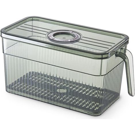 Boîte De Rangement Réfrigérateur - Contenant Alimentaire Étanche À Couvercle - Empilable Pour Légumes Et Salade - Transparent Avec Poignées Et Bac Décrochable - Lot De 3 (1/5)