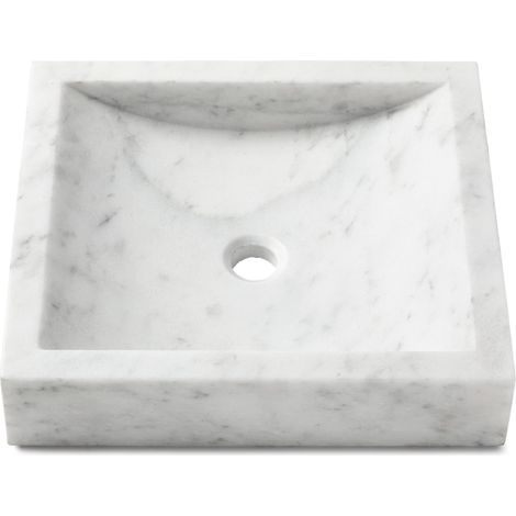 Vasque à poser rectangulaire véritable Marbre - 45x40x10 cm - Blanc (1/3)