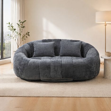 Lounge-Sessel 144,93 x 95 x 62,99 cm, grau – ohne Montage, Chenille und Memory-Schaum MEUBLIV (1/5)