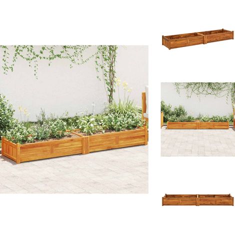 Garten-Hochbeet Akazienholz 200x50x25 cm - Holz Hochbeet - Garten Hochbeet - Akazienholz Hochbeet - Blumenkübel - Pflanzenbehälter (1/5)