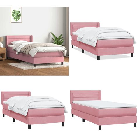 vidaXL Boxspringbett mit Matratze Rosa 80x220 cm Samt (1/5)