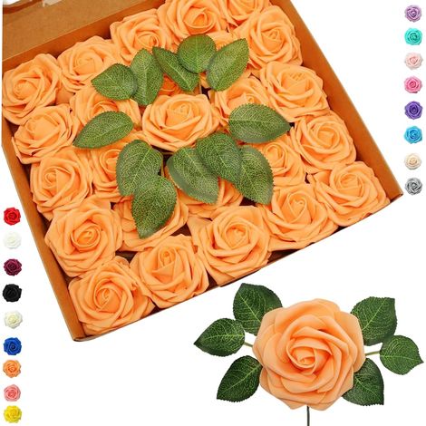 25 Fleurs Artificielles,Roses en Mousse,Tiges 16cm,Décoration Mariage,Anniversaire (1/5)