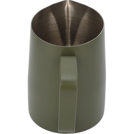 Pichet à mousser le lait à bec incliné en acier inoxydable de qualité alimentaire, 450 ml, idéal pour les lattes, chocolats et cafés. (1/5)