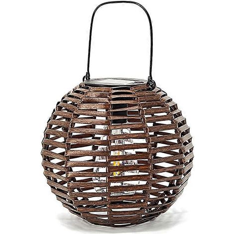 Solarbetriebene Hängelampe aus geflochtenem Rattan, hängende Solarlaterne für den Garten, dekorative Lampe für den Hof A (1/5)