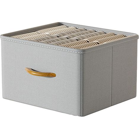 Boîte de rangement ménager anti-poussière pour vêtements et couettes, avec poignée, grise. (1/5)