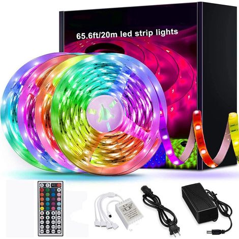 Bandes LED intelligentes Bluetooth synchronisées avec la musique et contrôlées par application, lumières LED à couleurs changeantes pour les fêtes dans la chambre (1/5)