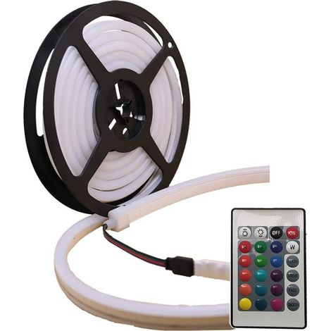 Striscia RGB Multicolore 120 led neon 5m tubo flessibile luminoso 12v strip bobina IP65 (1/5)