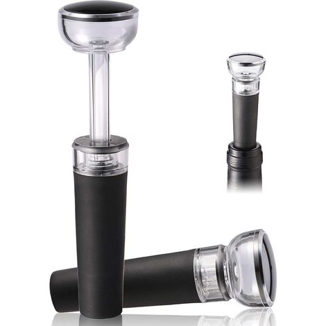 2er-Set Weinstopper, Vakuumpumpe zur Weinkonservierung, wiederverwendbarer, dehnbarer Silikon-Getränkeverschluss, lebensmittelecht, Flaschenverschluss zum Frischhalten von Wein, ideales Weingeschenk-A (1/5)