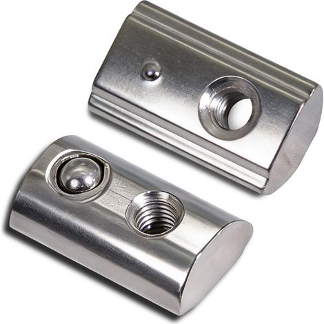 Lot de 70 Écrous en T M3 avec Bille à Ressort, Écrou Élastique en Acier au Carbone Nickelé pour Profilé Aluminium Série 2020 (Rainure 6mm), Écrou Post-Assemblage pour Imprimante 3D, CNC et DIY (1/5)