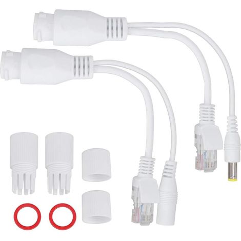 Adaptateur POE Passif 12 V Power Over Ethernet, répartiteur de câble, injecteur étanche, pour caméras de sécurité WLAN (Blanche) (1/5)