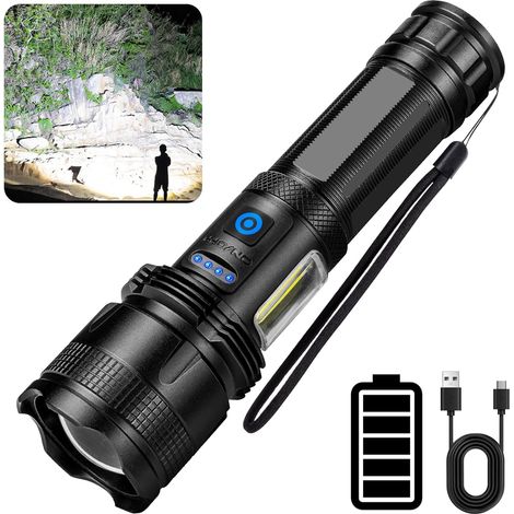 LaBlanc – Ultrastarke LED-Taschenlampe, 100.000 Lumen wiederaufladbare LED-Taschenlampe, superhelle 7 Modi, langlebig, wasserdichte Taschenlampe für Camping, Wandern (1/5)