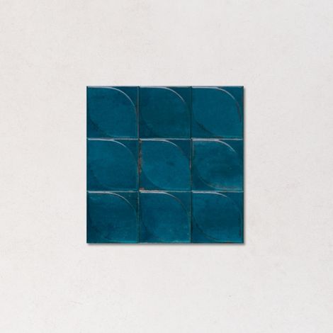 Carrelage Effet Zellige Bleu Pétrole NEW LUME 10x10 cm 3D Océan