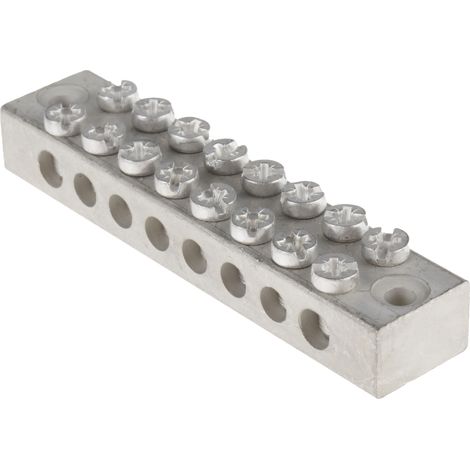 Bloc de mise à la terre 8 voies , raccordement A visser, 0 16 AWG, Gris ( Prix pour Paquet de 5 )