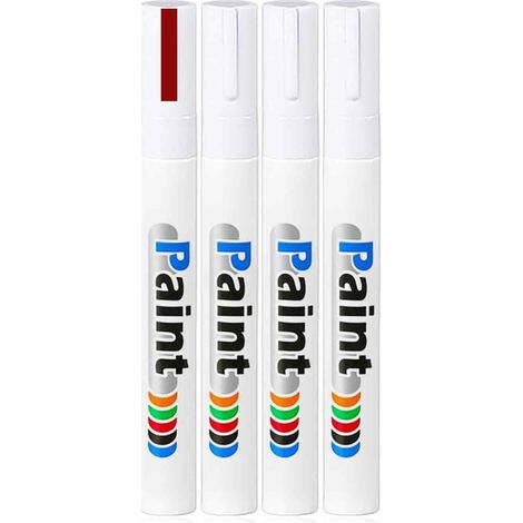 Marqueur Pour Pneus - Encre Huile Résistante À L'Eau Et Aux UV - Pointe Fibre 3 mm - Pour Surface Métal Bois Verre Plastique - Lot De 4 (1/5)