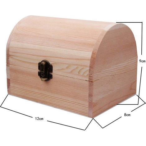 Boite De Rangement En Bois - Boite À Cadeau Arquée Avec Charnière - Pour Loisirs Créatifs Et Stockage - Taille M (1/4)