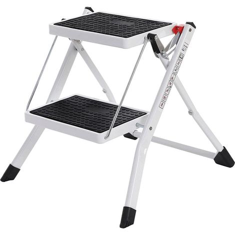 Escalera de tijera plegable 2 peldaños antideslizante acero acabado en polvo 150 kg de capacidad verificada y certificada 120002714 (1/5)