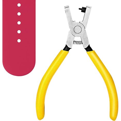 Perforadora de cuero de 5 pulgadas para cinturones y correas de reloj, alicates universales de 2 mm para agujeros de cinturón redondos (1/5)