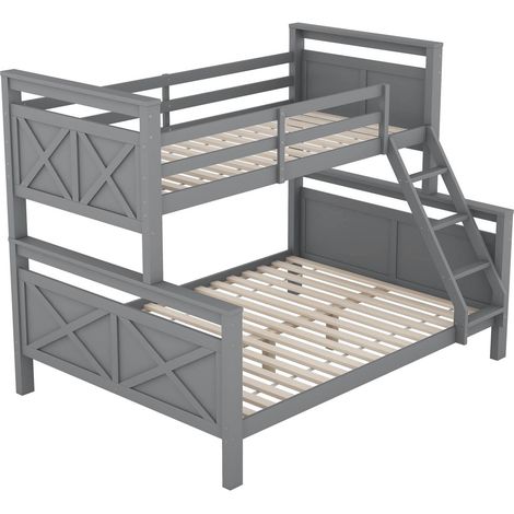 Letto a castello trasformabile in 2 letti separati 90x200 e 140x200 cm grigio (1/5)