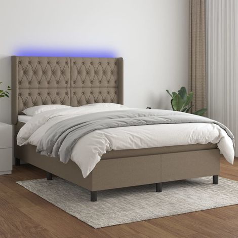 Boxspringbett mit Matratze & LED Taupe 140x200 cm Stoff (1/5)