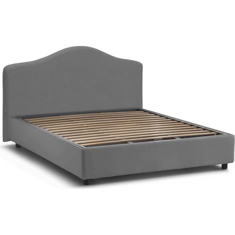 Dmora - Letto matrimoniale Dabbass, Letto contenitore con rivestimento in tessuto, 100% Made in Italy, Apertura frontale, adatto per materasso 160x190 cm, Grigio