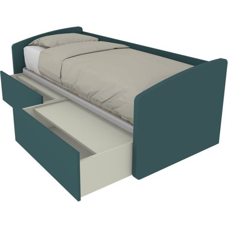 Divano letto singolo con cassettoni: il tuo 3-in-1 salvaspazio - Verde Petrolio (1/5)
