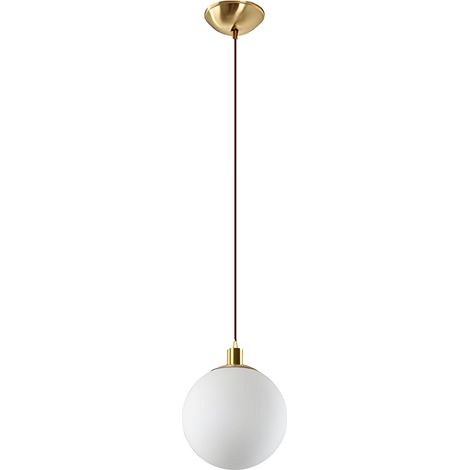 Suspension Moderne avec Globe en Verre Dépoli, Douille E27, Finition Laiton Antique, Luminaire Plafonnier pour Salle à Manger, Chambre ou Couloir (15cm) (1/5)