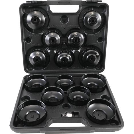Jeu de douilles à filtres (cloches) à huile 10 mm (3/8") 14 pièces (1/4)
