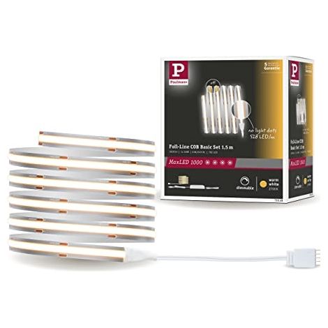 PAULMANN 71048 MAXLED 1000 LED STRIP FULL-LINE COB KIT COMPLETO 1.5M 18W 1620LM 528LEDS/M 2700 K 40VA REGULABLE PLASTICO PLATA,