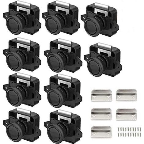 Lot de 10 verrous, verrous de porte à bouton-poussoir en métal, verrous pour meubles, verrous pour armoires, verrous de porte (1/5)