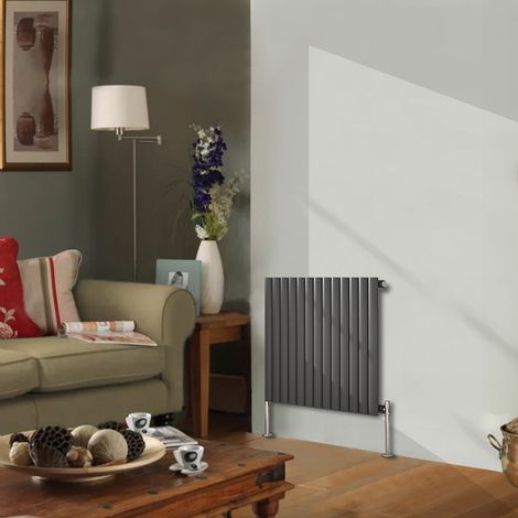 NRG Designer Radiator Oval Column Central Heating Anthracite Rads Horizontal 600x767mm Single