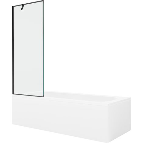 Mexen Vega Rechteckige Badewanne 180 x 80 cm mit Verkleidung und 1-flügeliger Trennwand 70 cm, schwarzes Muster (1/5)