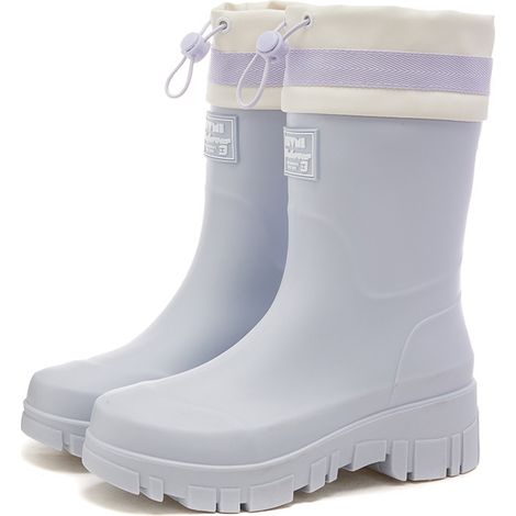 Bottes de pluie femme mi-mollet, imperméables et antidérapantes, chaussures de travail en caoutchouc résistantes à l'usure, manchons de cuisine pour femme (1/2)