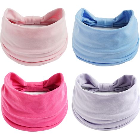 Headband - Polyester Spandex - Wide Fit Elastic - For Yoga Running Workout Daily Use - 4 Pieces (1/5)