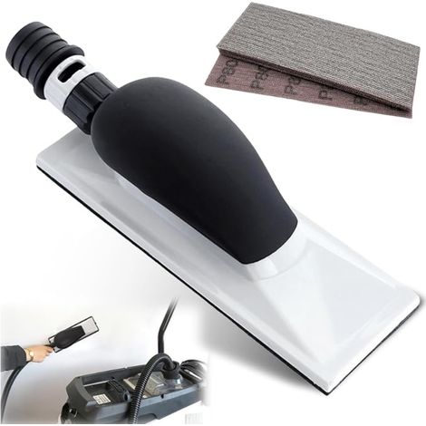 Ponceuse manuelle 198 x 70 mm avec aspiration, poignée, aspiration de poussière, bloc d'éponge, sans papier abrasif de différents grains P80, P120, P180, P240, P320 (1/5)